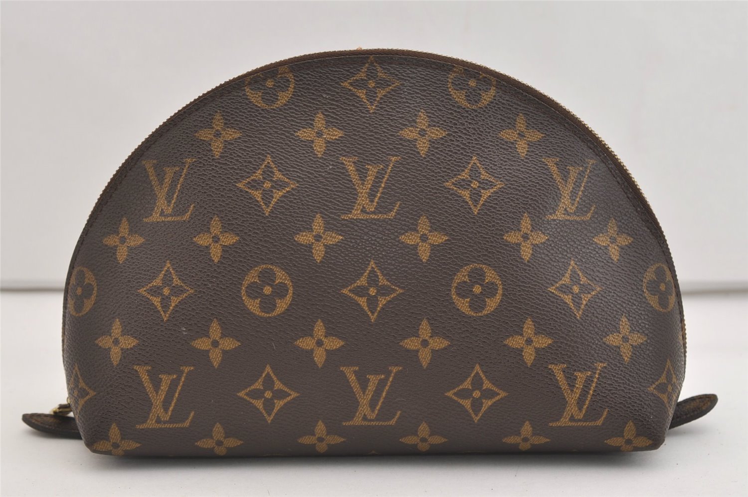 Auth Louis Vuitton Monogram Trousse Demi Ronde 23 Cosmetic Pouch M47520 LV 6965J