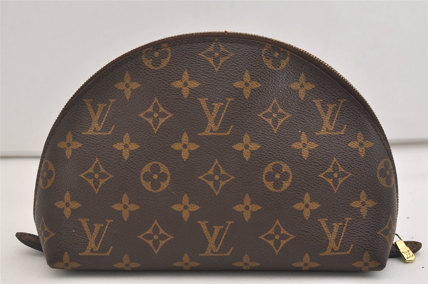 Auth Louis Vuitton Monogram Trousse Demi Ronde 23 Cosmetic Pouch M47520 LV 6965J