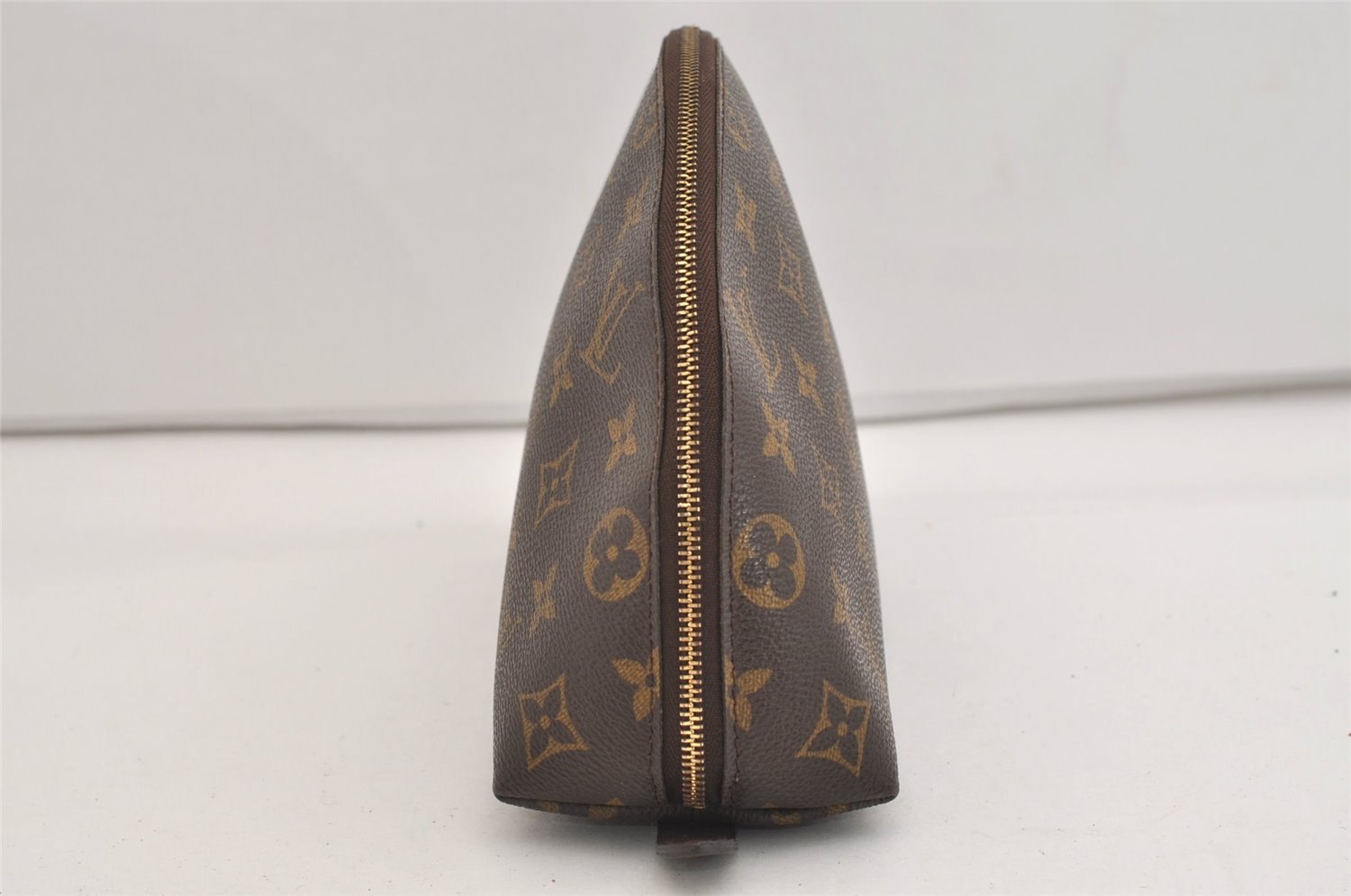 Auth Louis Vuitton Monogram Trousse Demi Ronde 23 Cosmetic Pouch M47520 LV 6965J