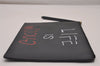 Authentic GUCCI Ghost LIFE IS GUCCI Clutch Bag Leather 445597 Black Box 6966I