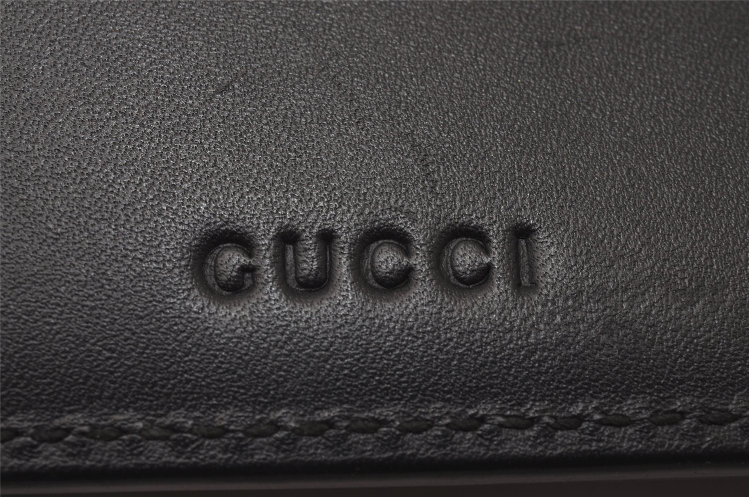 Authentic GUCCI Ghost LIFE IS GUCCI Clutch Bag Leather 445597 Black Box 6966I