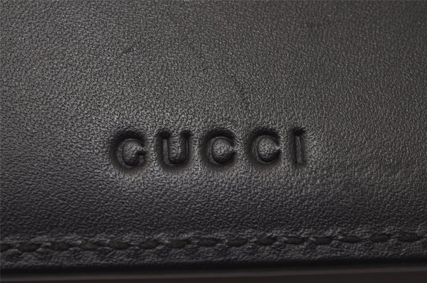 Authentic GUCCI Ghost LIFE IS GUCCI Clutch Bag Leather 445597 Black Box 6966I