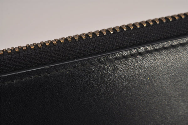 Authentic GUCCI Ghost LIFE IS GUCCI Clutch Bag Leather 445597 Black Box 6966I