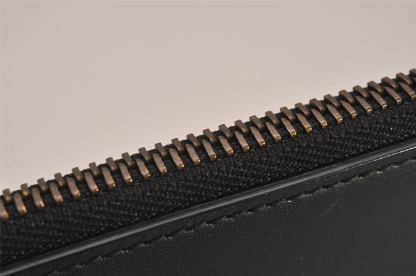 Authentic GUCCI Ghost LIFE IS GUCCI Clutch Bag Leather 445597 Black Box 6966I