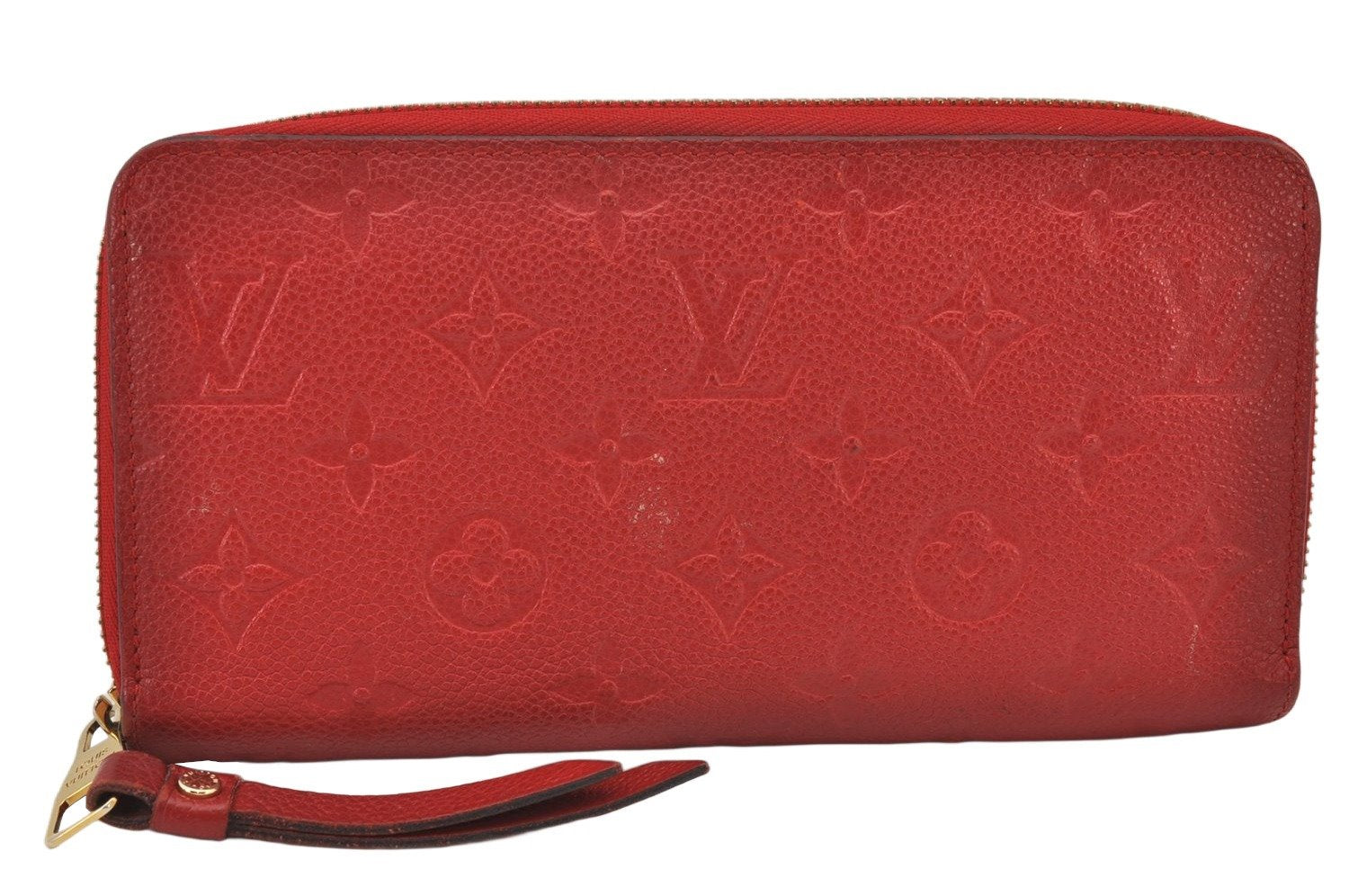 Authentic Louis Vuitton Monogram Empreinte Zippy Wallet Red M60547 LV 6969K