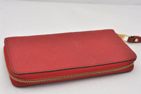 Authentic Louis Vuitton Monogram Empreinte Zippy Wallet Red M60547 LV 6969K