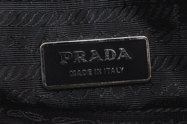 Authentic PRADA Vintage Nylon Tessuto Leather Tote Hand Bag Black 6970J