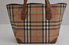 Authentic Burberrys Nova Check Canvas Leather Hand Tote Bag Brown Beige 6971J