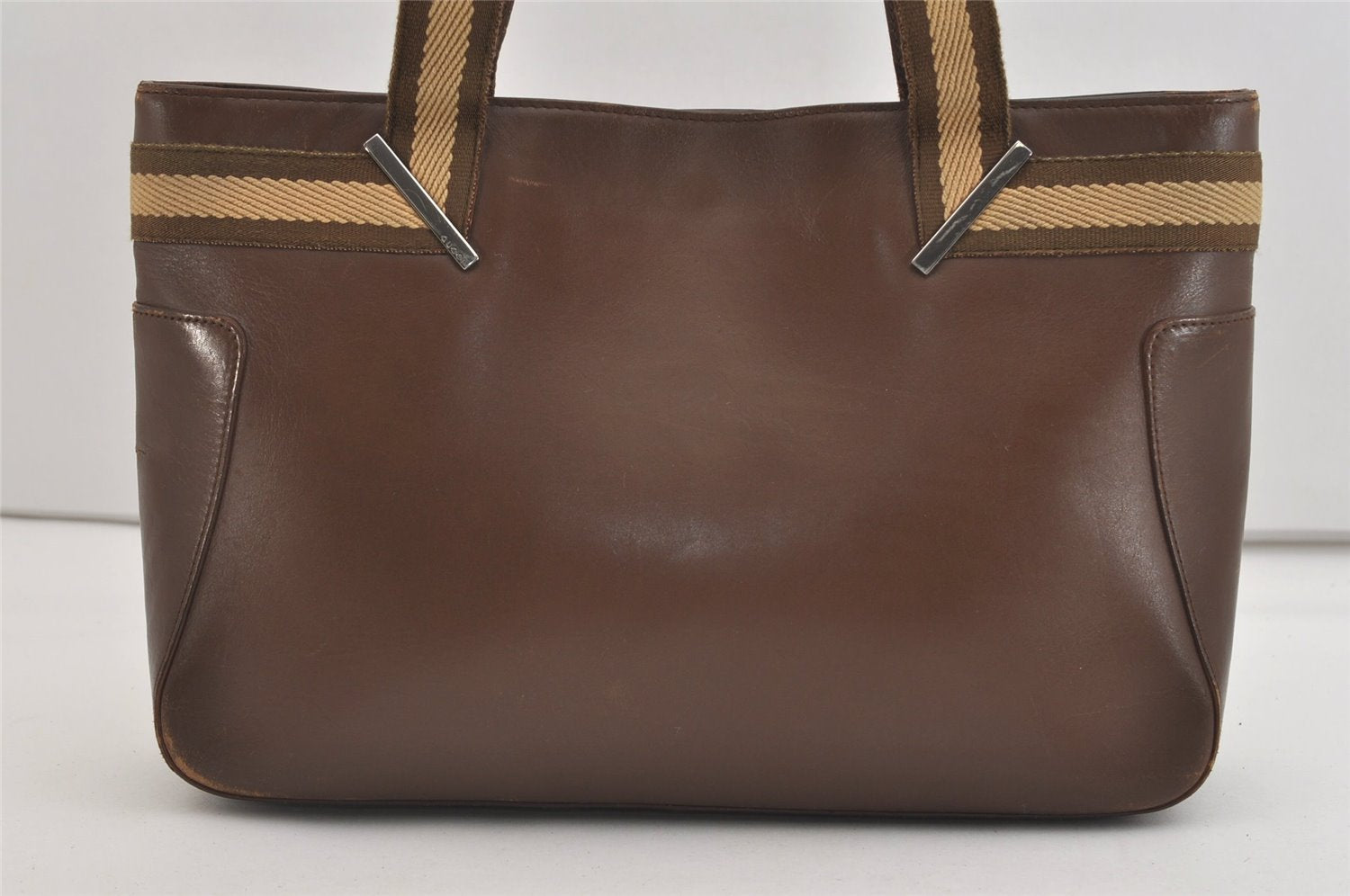 Authentic GUCCI Sherry Line Shoulder Tote Bag Leather 0021135 Brown 6974J