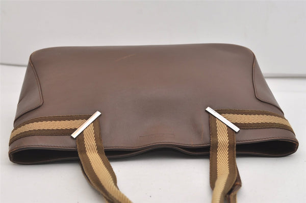Authentic GUCCI Sherry Line Shoulder Tote Bag Leather 0021135 Brown 6974J