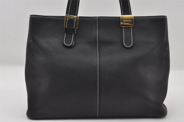 Authentic Burberrys Vintage Leather Shoulder Hand Bag Purse Black 6975I