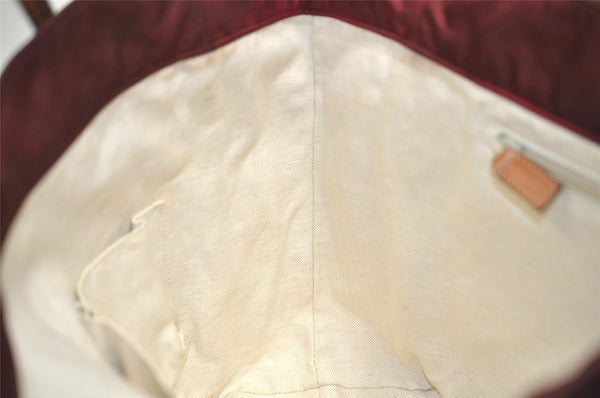 Authentic GUCCI Shoulder Tote Bag GG Nylon Leather 282439 Bordeaux Red 6977I