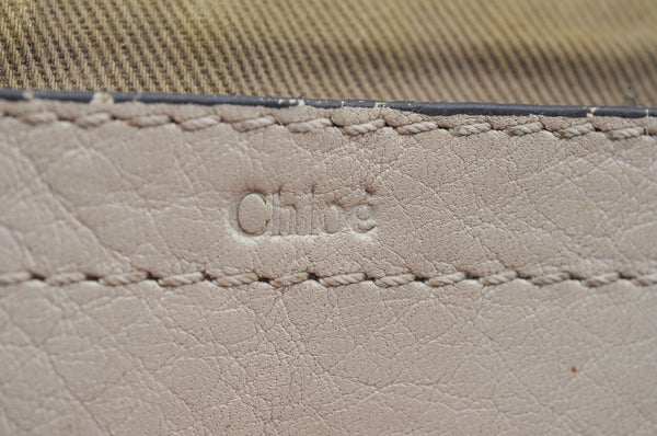 Authentic Chloe Mercie Leather Shoulder Cross Body Bag Purse Light Gray 6978I
