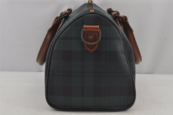 Auth POLO Ralph Lauren Check Pattern PVC Leather 2way Hand Bag Green 6979J