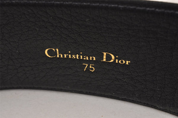 Authentic Christian Dior Belt Suede Leather Size 75cm 29.5inches Black CD 6980I