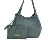 Authentic BURBERRY Vintage Leather Shoulder Tote Bag Green 6980J