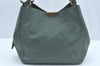 Authentic BURBERRY Vintage Leather Shoulder Tote Bag Green 6980J