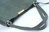 Authentic BURBERRY Vintage Leather Shoulder Tote Bag Green 6980J