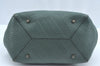 Authentic BURBERRY Vintage Leather Shoulder Tote Bag Green 6980J