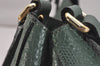 Authentic BURBERRY Vintage Leather Shoulder Tote Bag Green 6980J