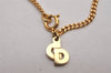 Authentic Christian Dior Gold Tone Rhinestone Chain Pendant Necklace CD 6983I