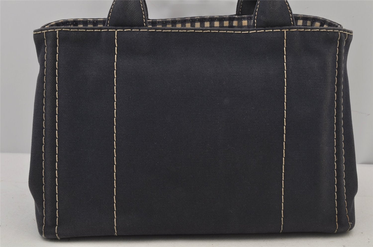 Authentic PRADA CANAPA SS Denim 2Way Shoulder Hand Bag 1BG439 Navy Blue 6984J