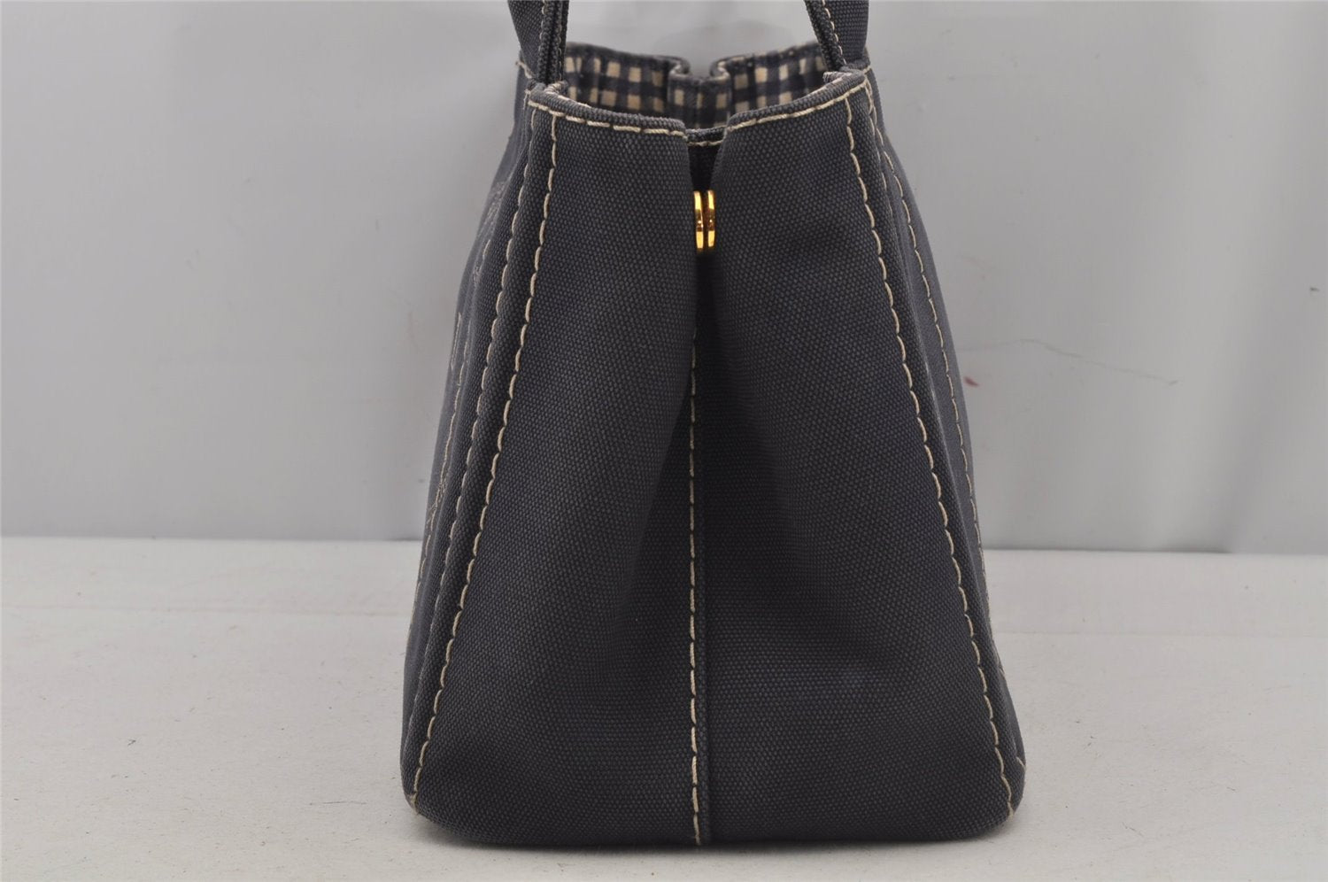 Authentic PRADA CANAPA SS Denim 2Way Shoulder Hand Bag 1BG439 Navy Blue 6984J