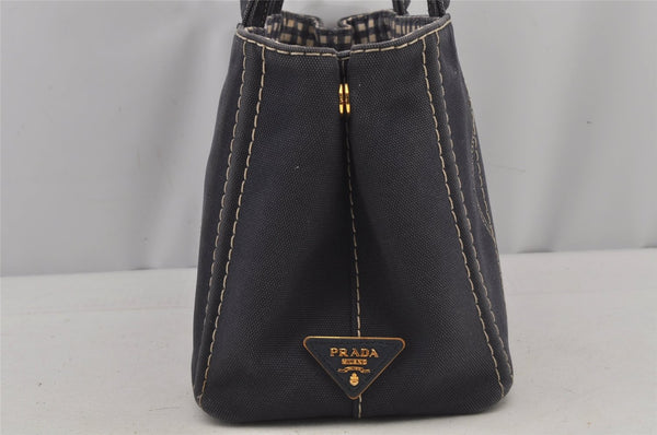 Authentic PRADA CANAPA SS Denim 2Way Shoulder Hand Bag 1BG439 Navy Blue 6984J