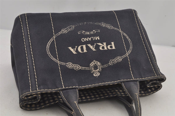 Authentic PRADA CANAPA SS Denim 2Way Shoulder Hand Bag 1BG439 Navy Blue 6984J