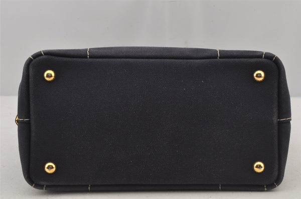 Authentic PRADA CANAPA SS Denim 2Way Shoulder Hand Bag 1BG439 Navy Blue 6984J