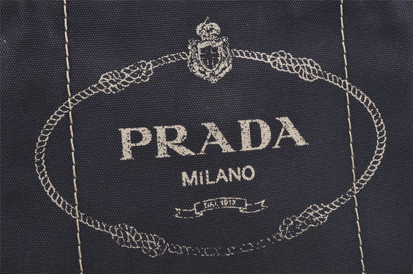 Authentic PRADA CANAPA SS Denim 2Way Shoulder Hand Bag 1BG439 Navy Blue 6984J
