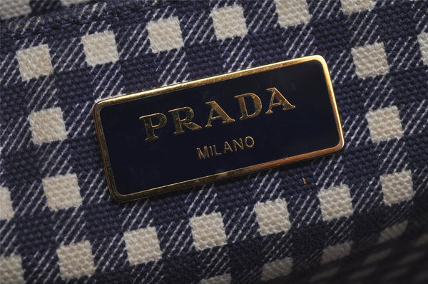 Authentic PRADA CANAPA SS Denim 2Way Shoulder Hand Bag 1BG439 Navy Blue 6984J