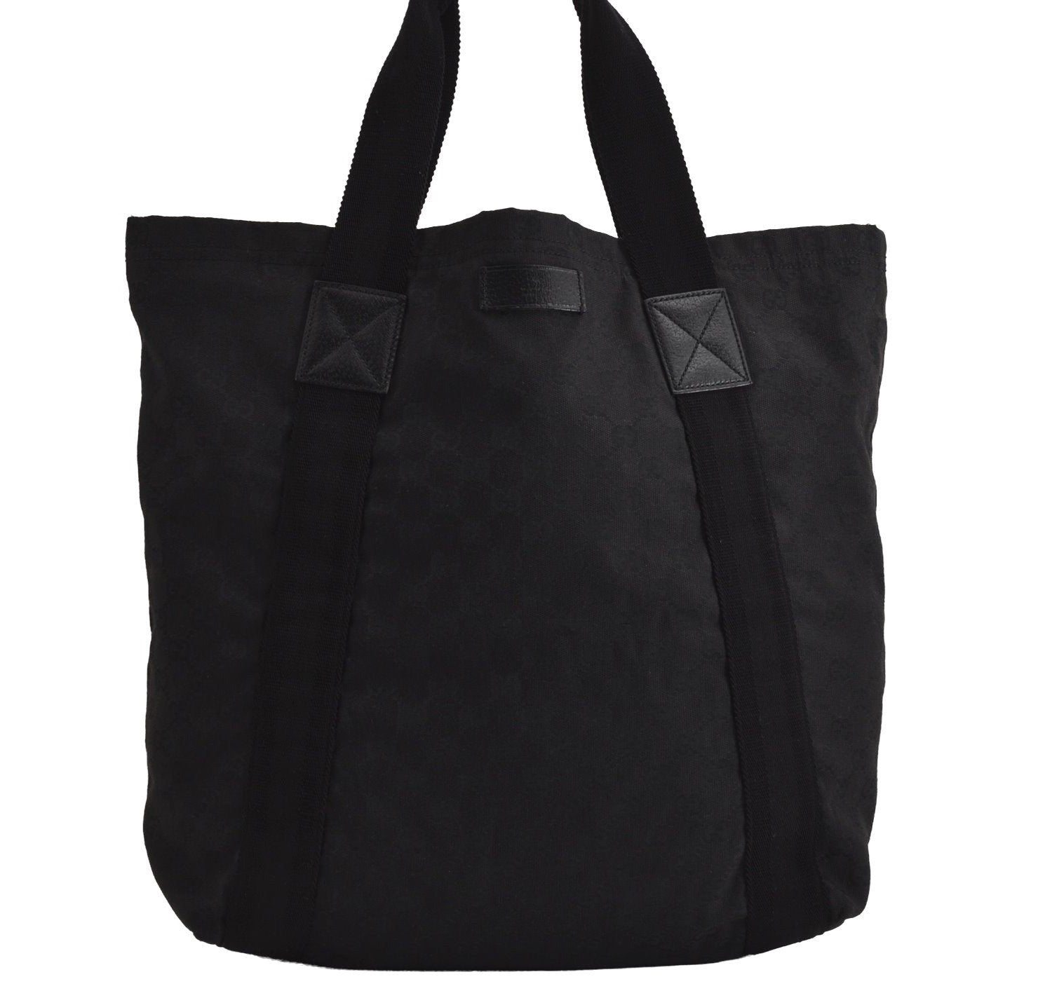 Authentic GUCCI Vintage Shoulder Tote Bag GG Canvas Leather 189669 Black 6985J