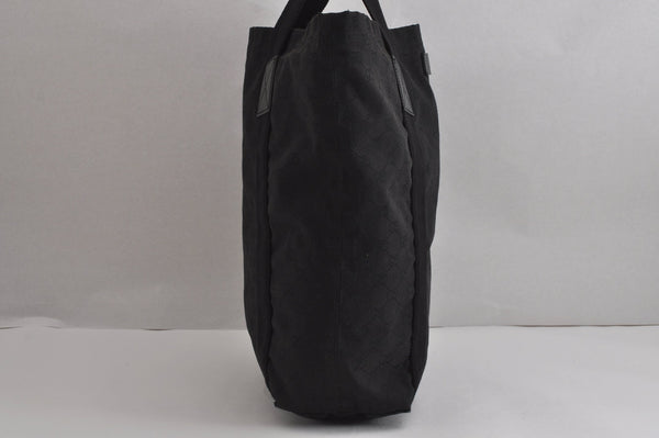Authentic GUCCI Vintage Shoulder Tote Bag GG Canvas Leather 189669 Black 6985J