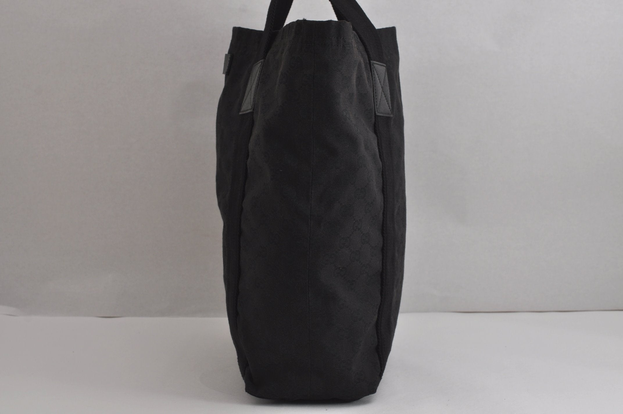 Authentic GUCCI Vintage Shoulder Tote Bag GG Canvas Leather 189669 Black 6985J