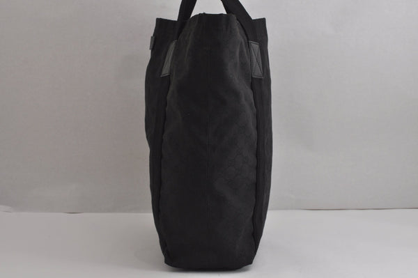 Authentic GUCCI Vintage Shoulder Tote Bag GG Canvas Leather 189669 Black 6985J
