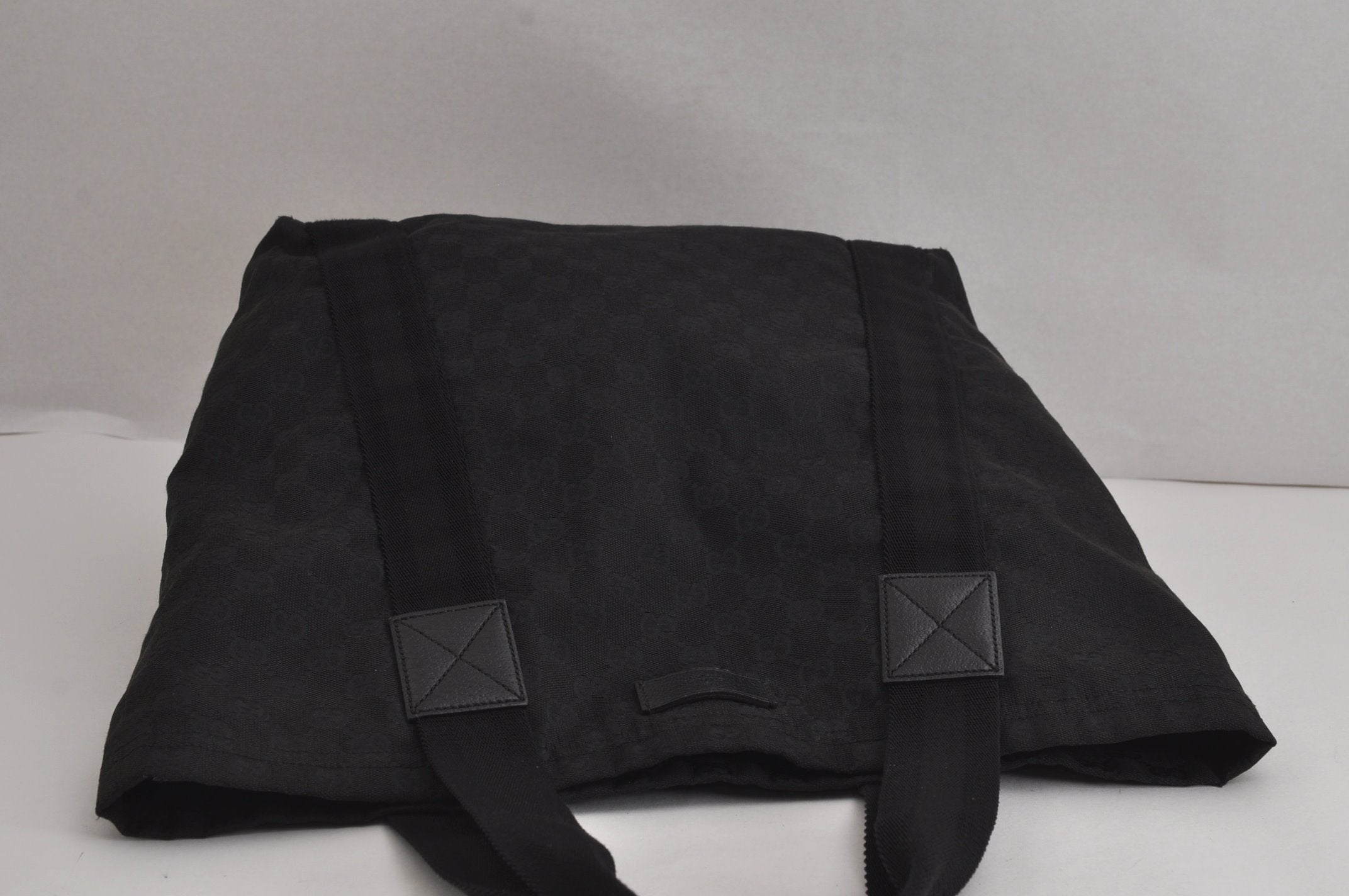 Authentic GUCCI Vintage Shoulder Tote Bag GG Canvas Leather 189669 Black 6985J