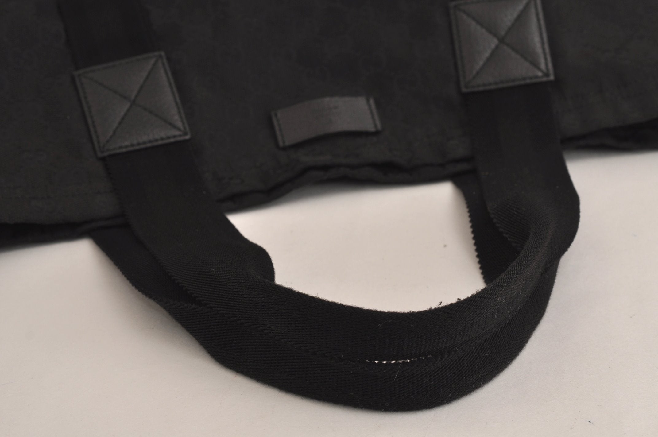 Authentic GUCCI Vintage Shoulder Tote Bag GG Canvas Leather 189669 Black 6985J