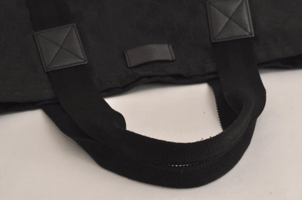 Authentic GUCCI Vintage Shoulder Tote Bag GG Canvas Leather 189669 Black 6985J