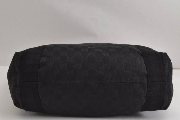 Authentic GUCCI Vintage Shoulder Tote Bag GG Canvas Leather 189669 Black 6985J