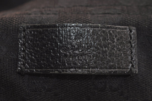 Authentic GUCCI Vintage Shoulder Tote Bag GG Canvas Leather 189669 Black 6985J