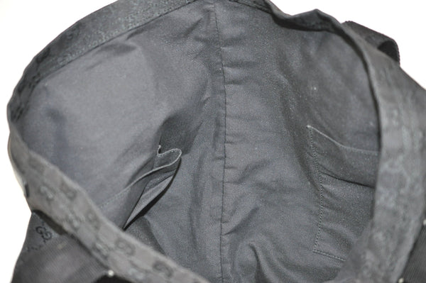 Authentic GUCCI Vintage Shoulder Tote Bag GG Canvas Leather 189669 Black 6985J