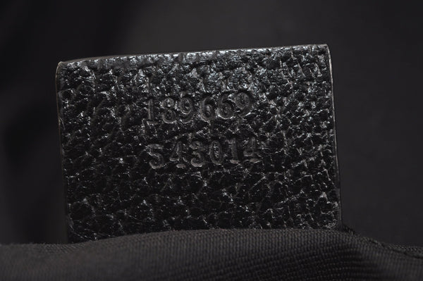 Authentic GUCCI Vintage Shoulder Tote Bag GG Canvas Leather 189669 Black 6985J