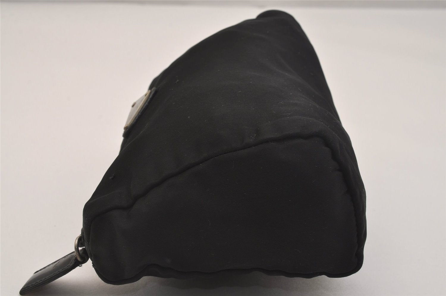 Authentic PRADA Vintage Nylon Tessuto leather Pouch Purse Black 6986J