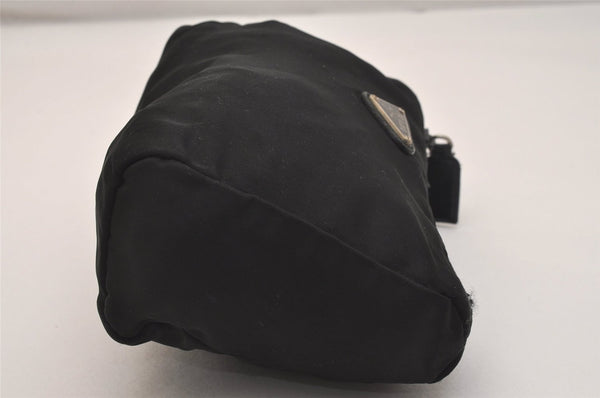 Authentic PRADA Vintage Nylon Tessuto leather Pouch Purse Black 6986J