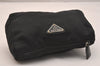 Authentic PRADA Vintage Nylon Tessuto leather Pouch Purse Black 6986J