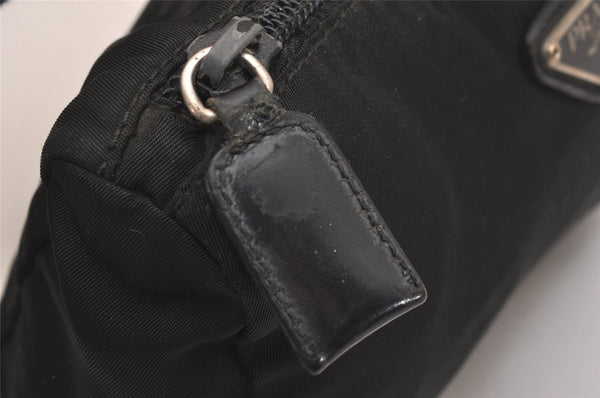 Authentic PRADA Vintage Nylon Tessuto leather Pouch Purse Black 6986J