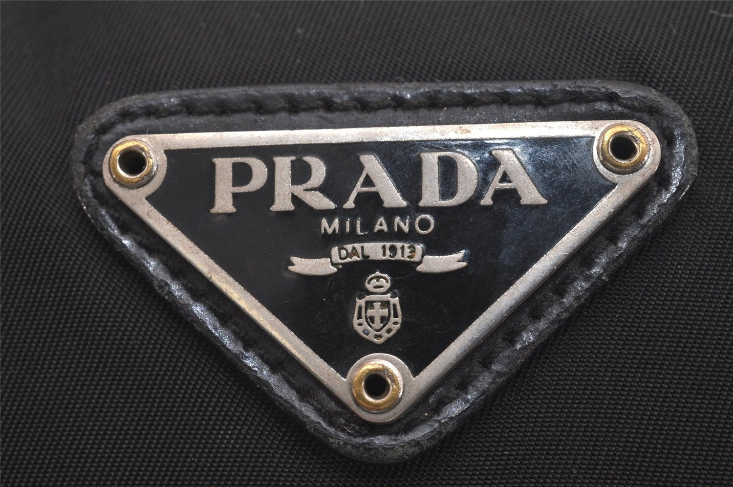 Authentic PRADA Vintage Nylon Tessuto leather Pouch Purse Black 6986J
