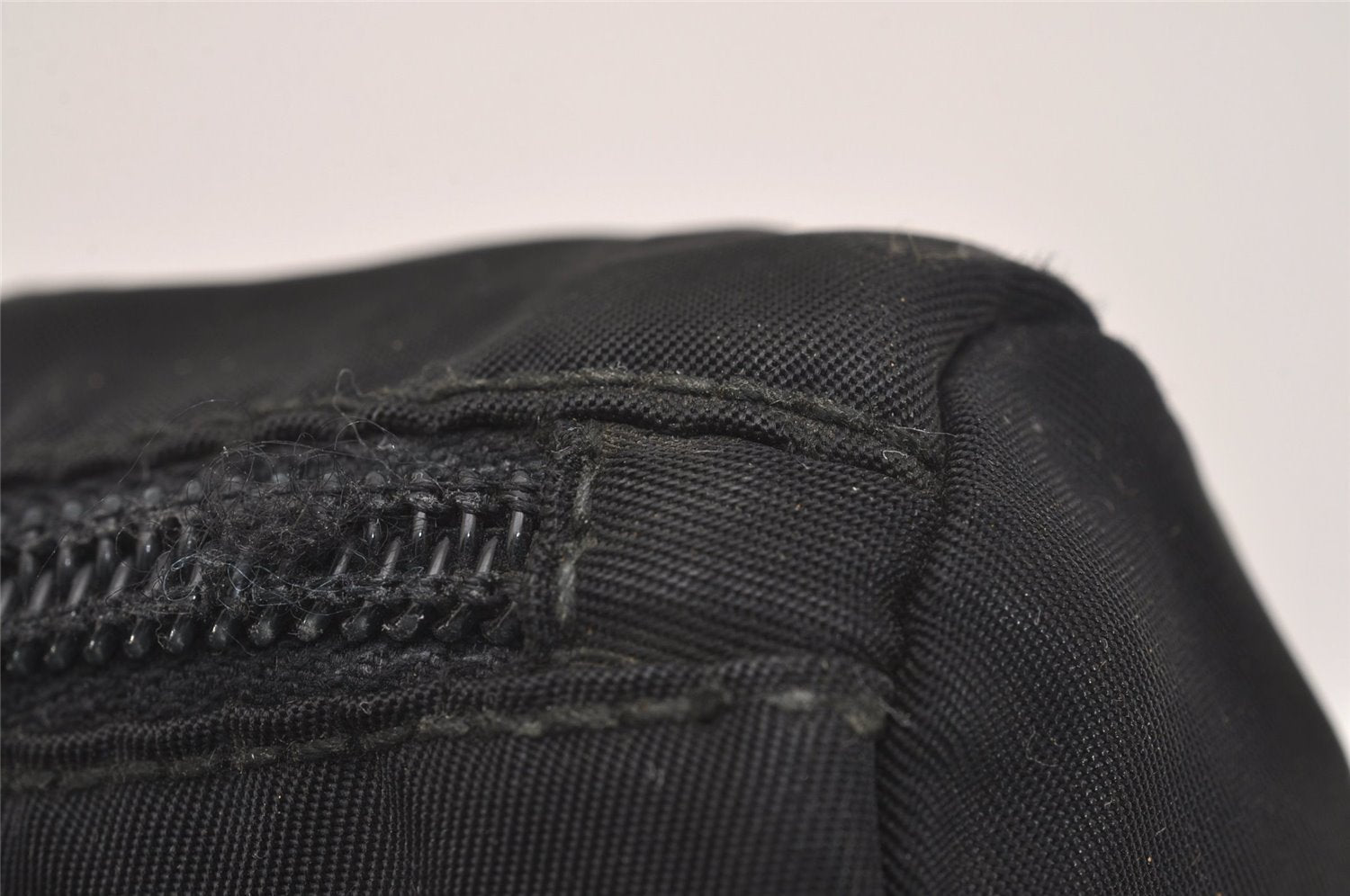 Authentic PRADA Vintage Nylon Tessuto leather Pouch Purse Black 6986J