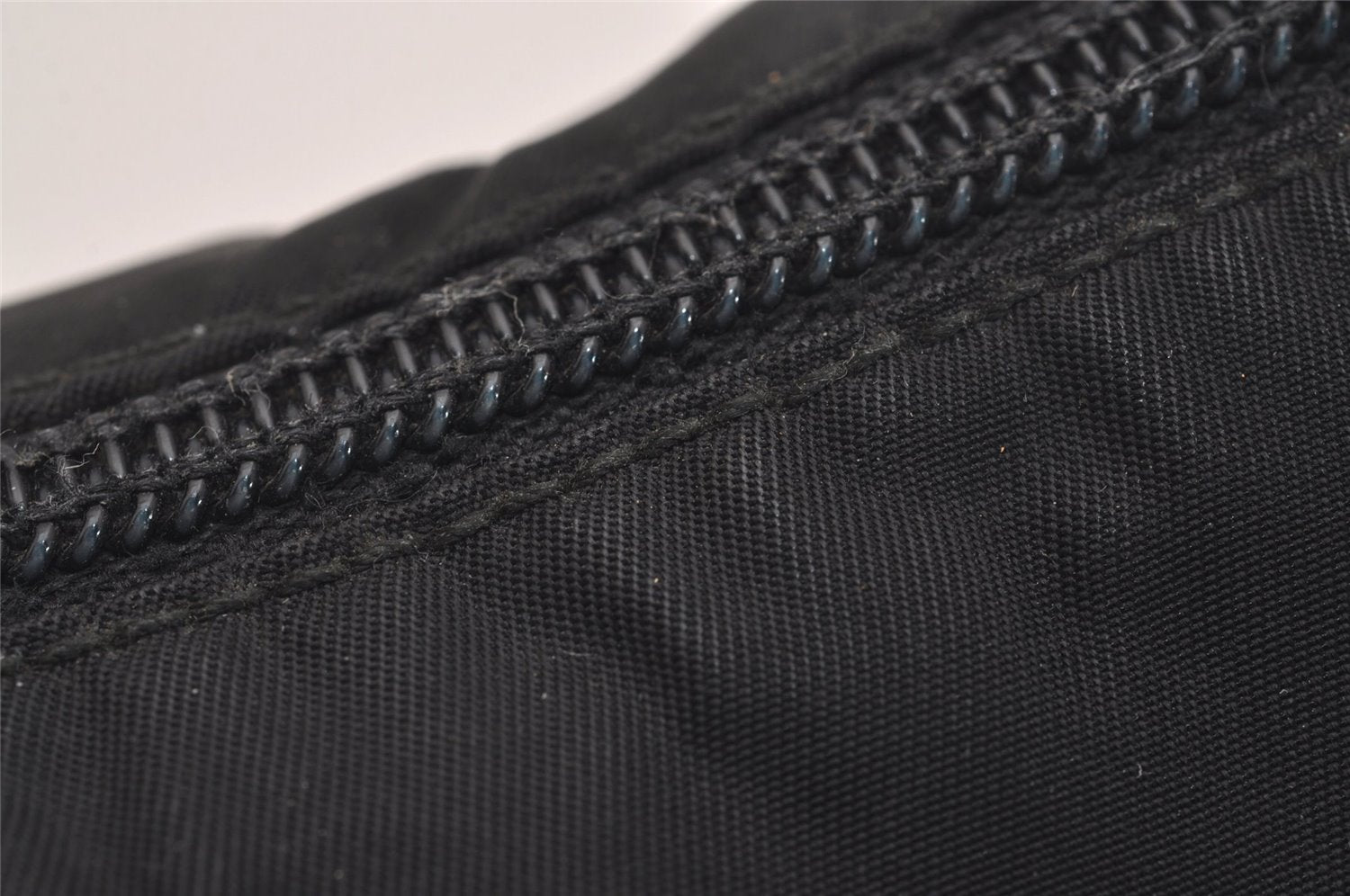 Authentic PRADA Vintage Nylon Tessuto leather Pouch Purse Black 6986J